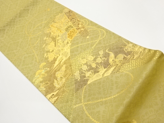 JAPANESE FUKURO OBI / KIN-TOSHI / FLOWER & BIRD